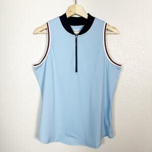 Jofit Womens Cutaway Ribbed Mock Neck Golf Active Tank‎ Top in Blue Size Large